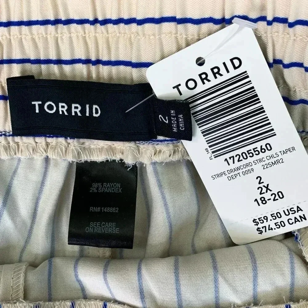 Torrid New Tapered Lightweight Lounge Pants Stretchy 2X Blue White Stripes - Picture 14 of 16